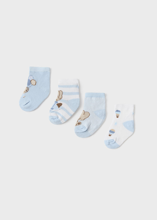 Pack of 4 short socks Sky blue