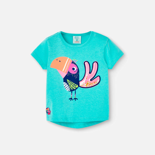T-shirt algodão para menina turquesa- Boboli