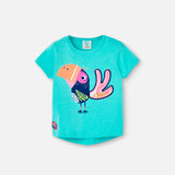 Turquoise cotton t-shirt for girls - Boboli