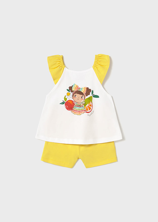 Conjunto calção + top aplicações Amarelo - Mayoral