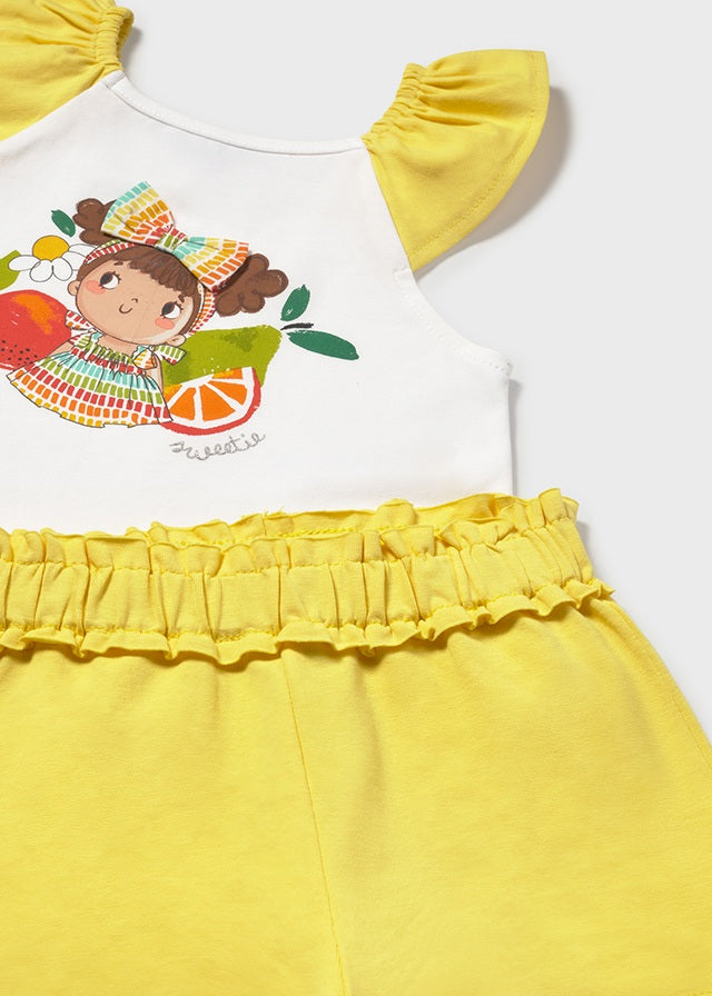 Conjunto calção + top aplicações Amarelo - Mayoral