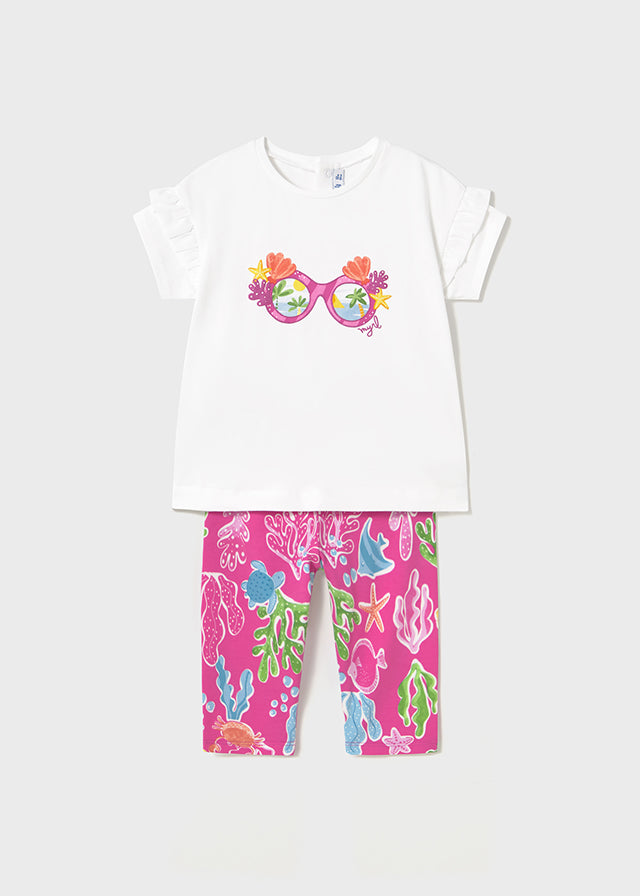 Conjunto t-shirt + leggings estampadas Fúcsia - Mayoral