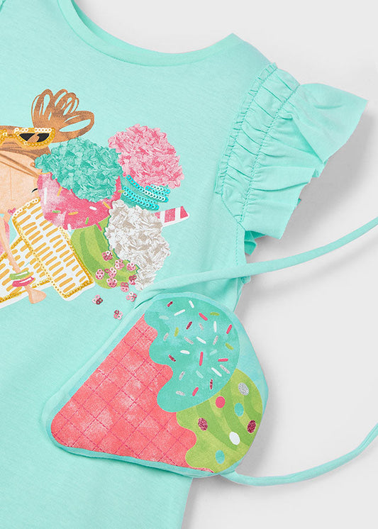 Vestido com bolsa "Ice Cream" Água - Mayoral