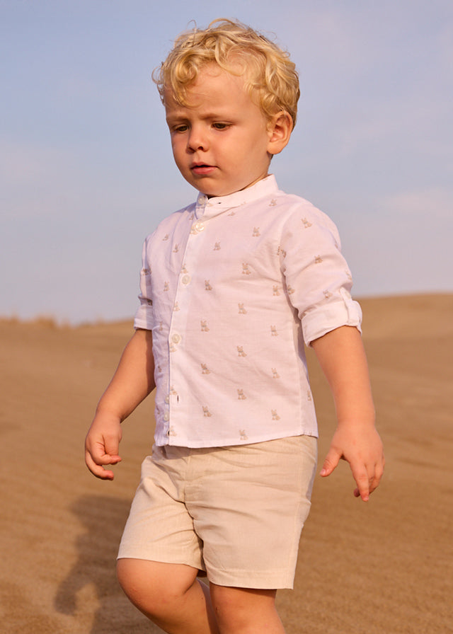 Calção linho suiting - Aveia mezc - Mayoral