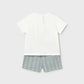 Conjunto bermuda linho + t´shirt A - Azul jade - Mayoral