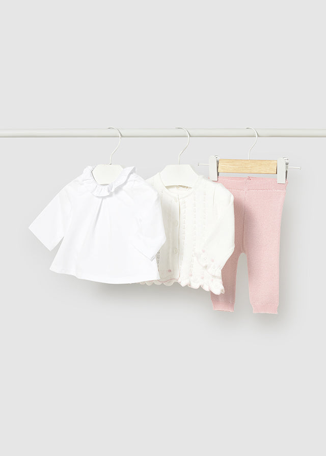 Conjunto 3 peças tricô - Cor Quartzo - Mayoral