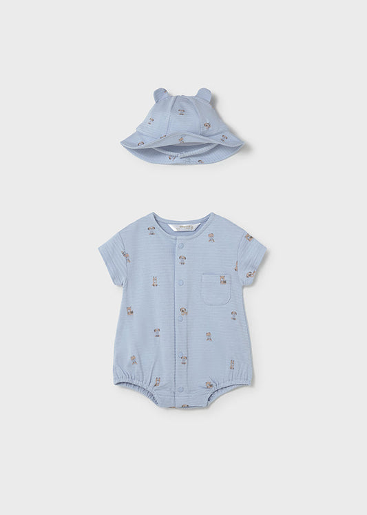 Macacão e chapéu - Cor Azul céu - Mayoral