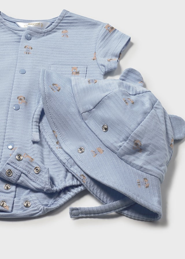 Macacão e chapéu - Cor Azul céu - Mayoral