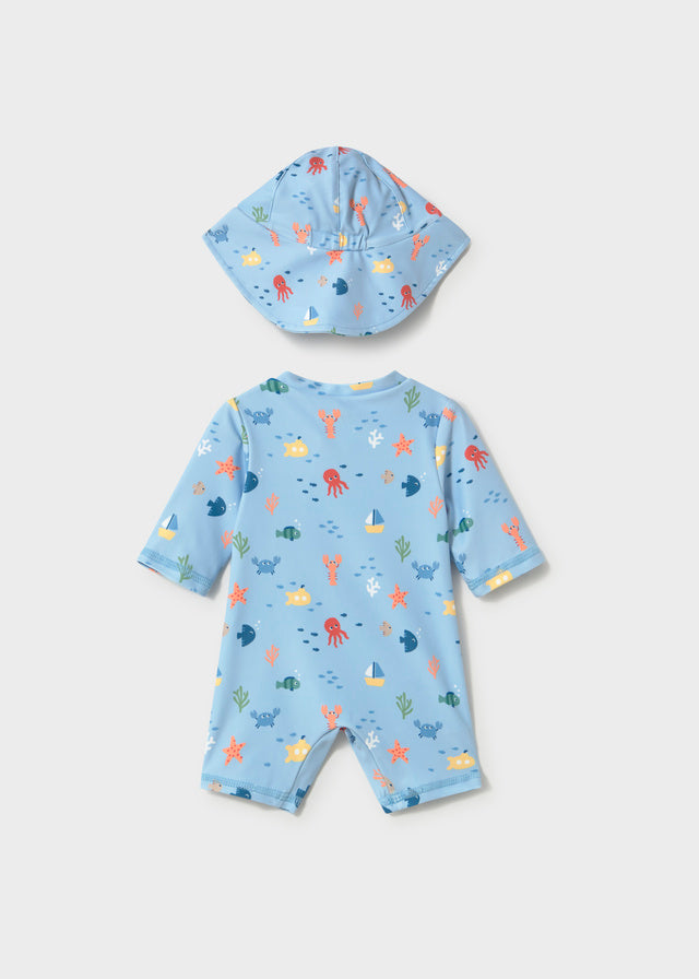 Conjunto fato banho com chapéu - Cor Azul - Mayoral