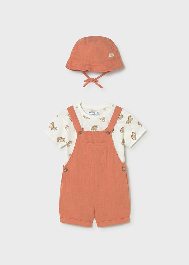 Conjunto jardineira 3 peças - Argila - Mayoral