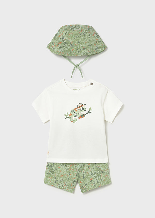 Conjunto algodão print com chapéu - Matcha - Mayoral