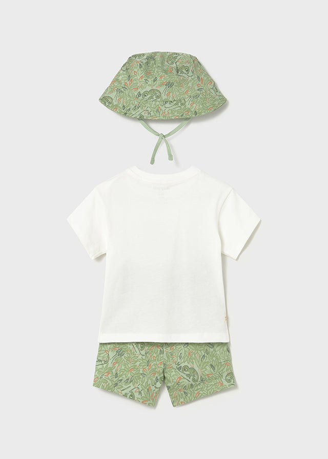 Conjunto algodão print com chapéu - Matcha - Mayoral