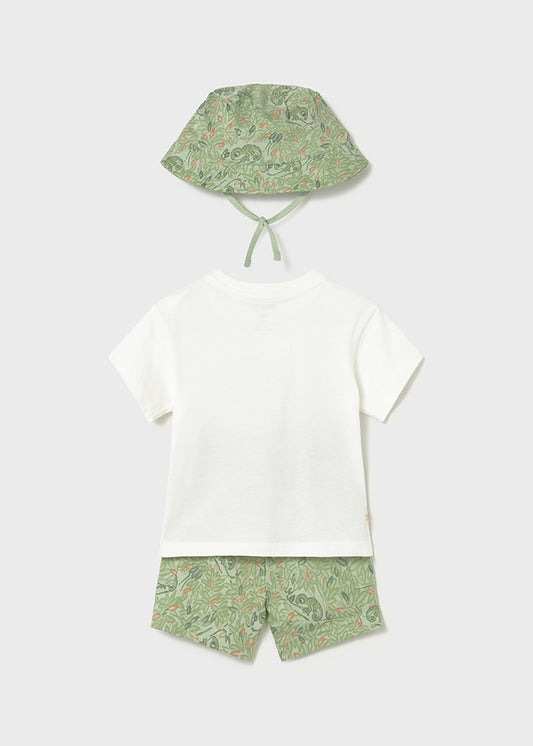 Conjunto algodão print com chapéu - Matcha - Mayoral