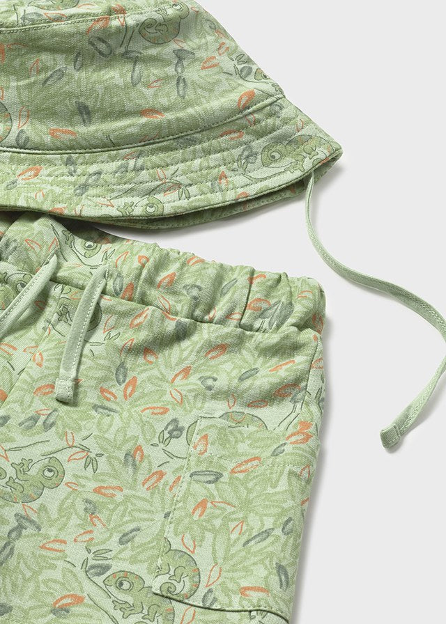 Conjunto algodão print com chapéu - Matcha - Mayoral