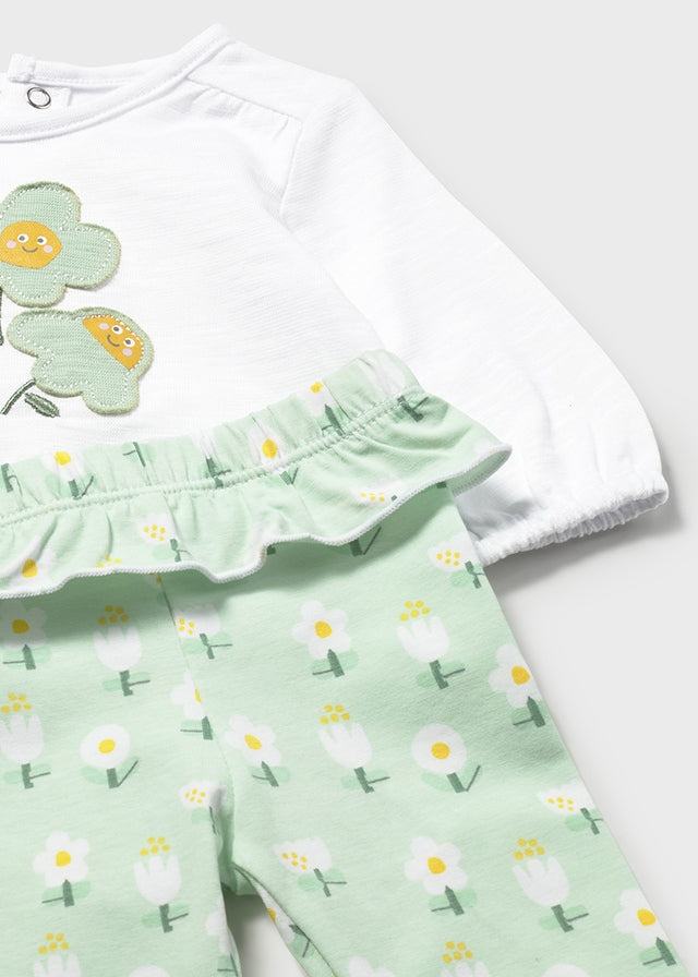 Conjunto de 4 peças leggings e camisolas - Cor Alga - Mayoral