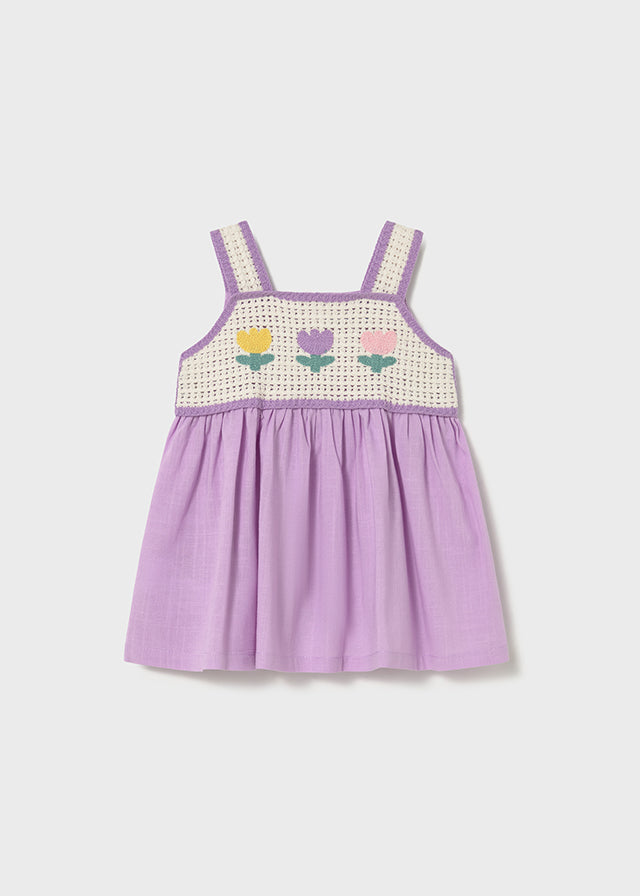 Vestido combinado crochet - Lilac - Mayoral