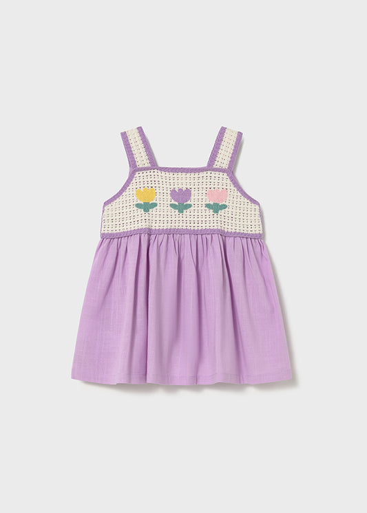 Vestido combinado crochet - Lilac - Mayoral