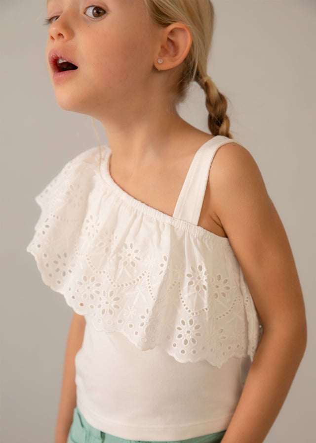 Blusa alças perfurada - Crú - Mayoral