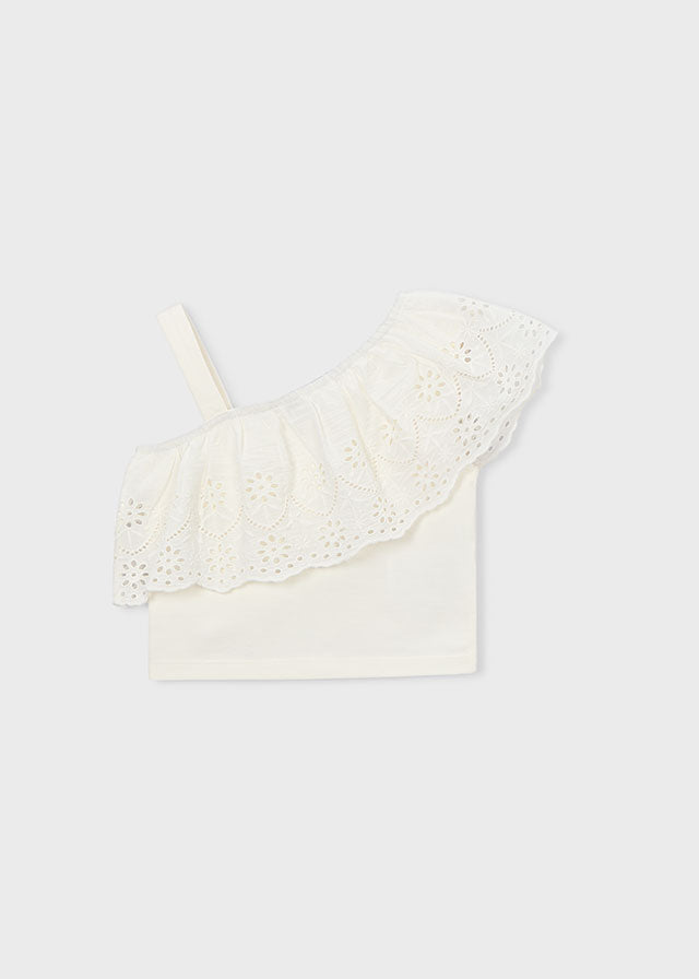 Blusa alças perfurada - Crú - Mayoral