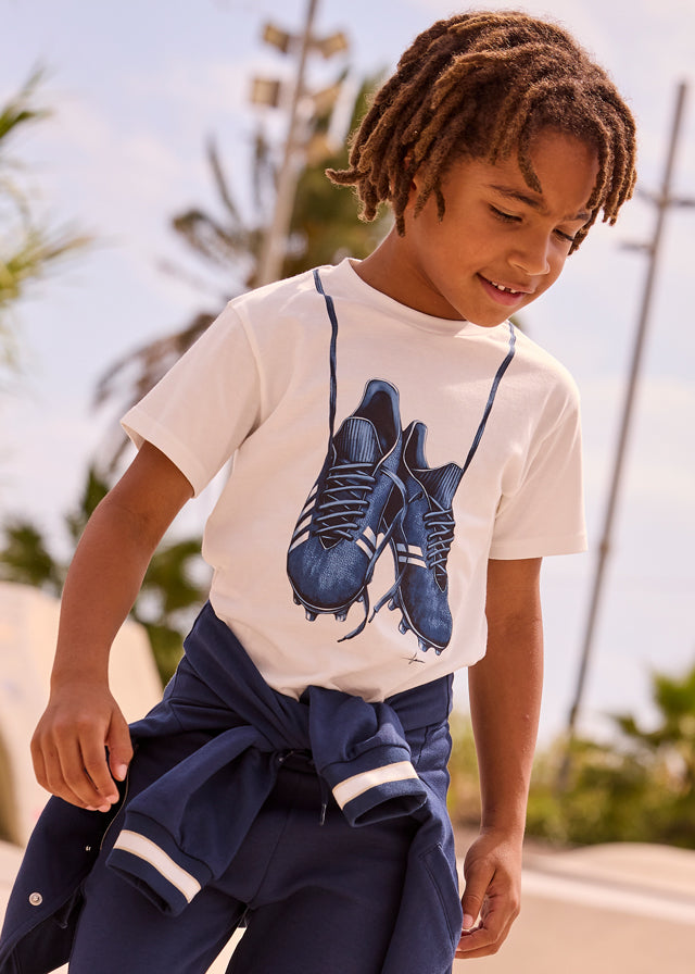 T-shirt m/curta sapatilhas - Nata - Mayoral