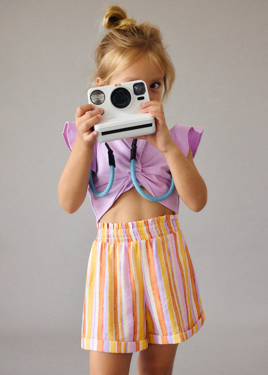 Conjunto calção riscas - Lilac - Mayoral