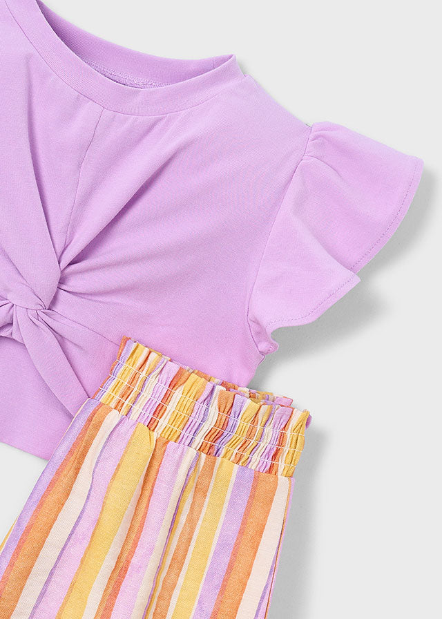 Conjunto calção riscas - Lilac - Mayoral