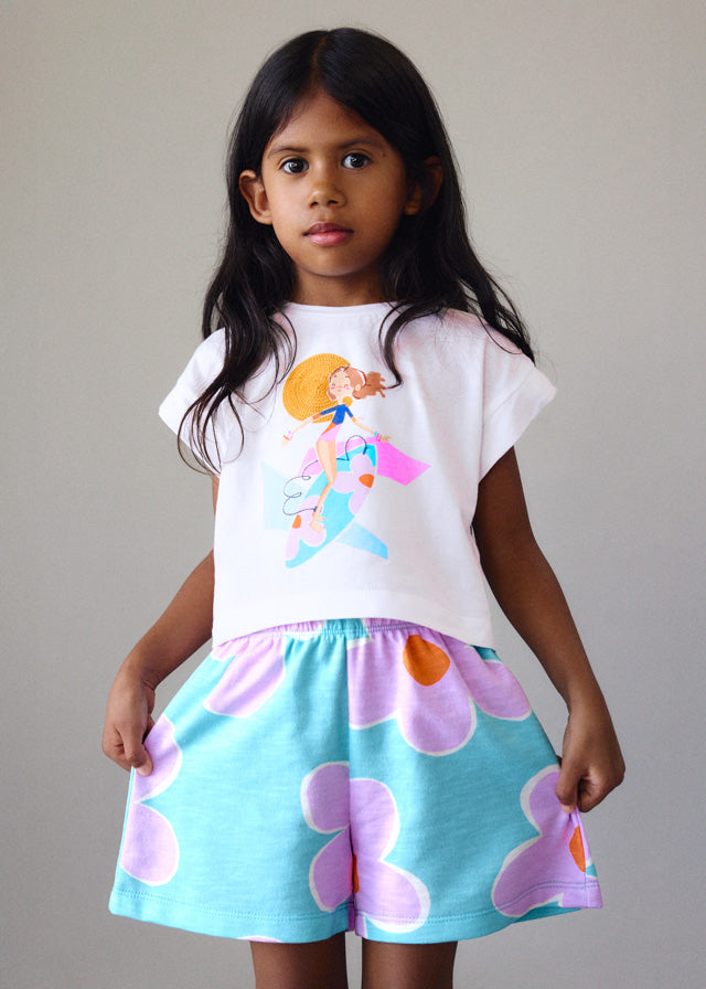 Conjunto calção risca flame - Lilac - Mayoral