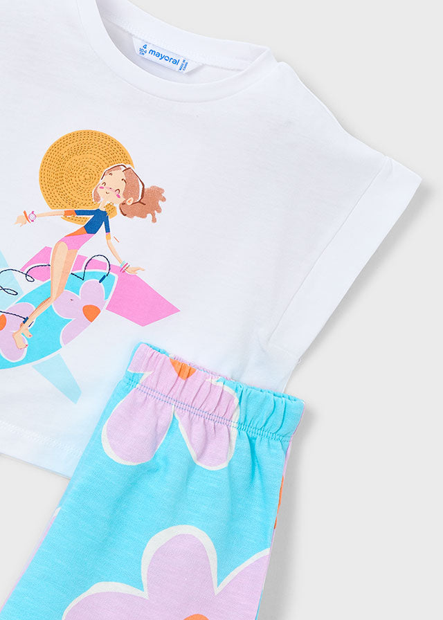 Conjunto calção risca flame - Lilac - Mayoral