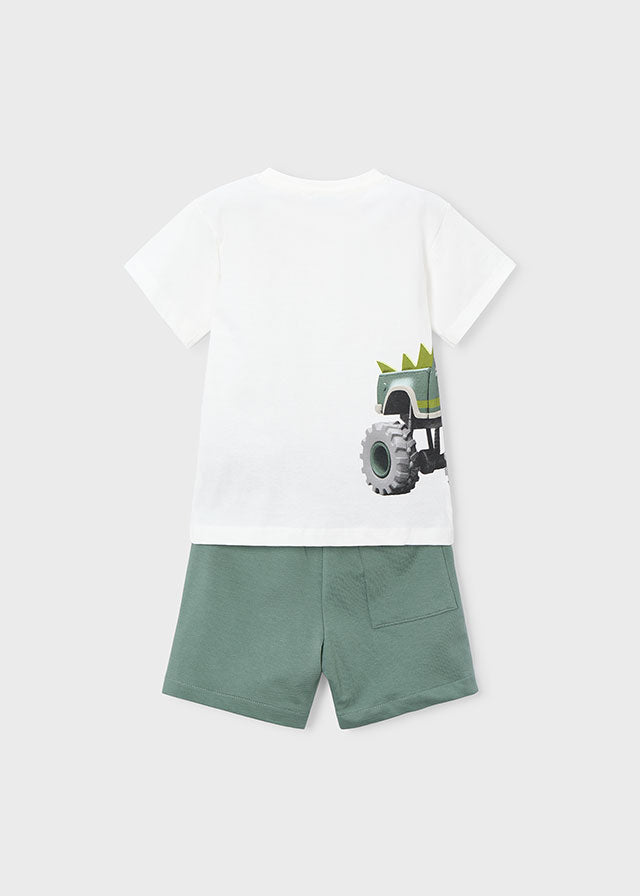 Conjunto calção/t-shirt tractor - Verde - Mayoral