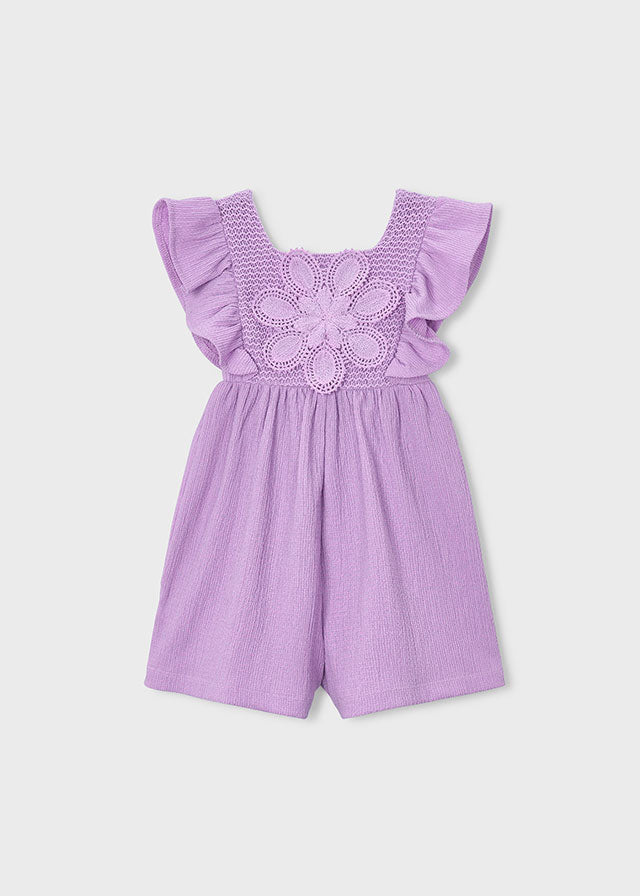 Macacão curto crochet - Lilac - Mayoral