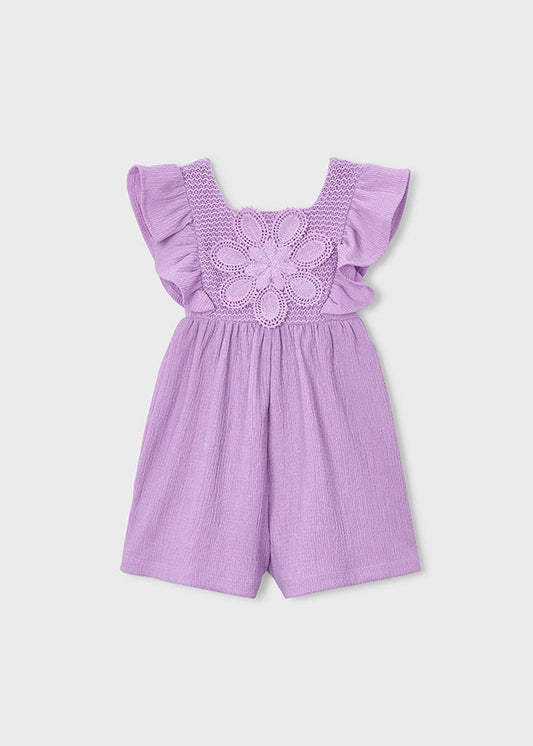 Macacão curto crochet - Lilac - Mayoral