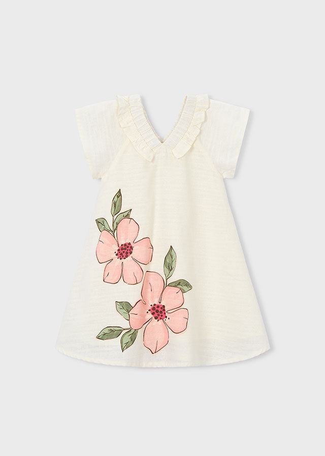 Vestido linho flores - Grão bico - Mayoral