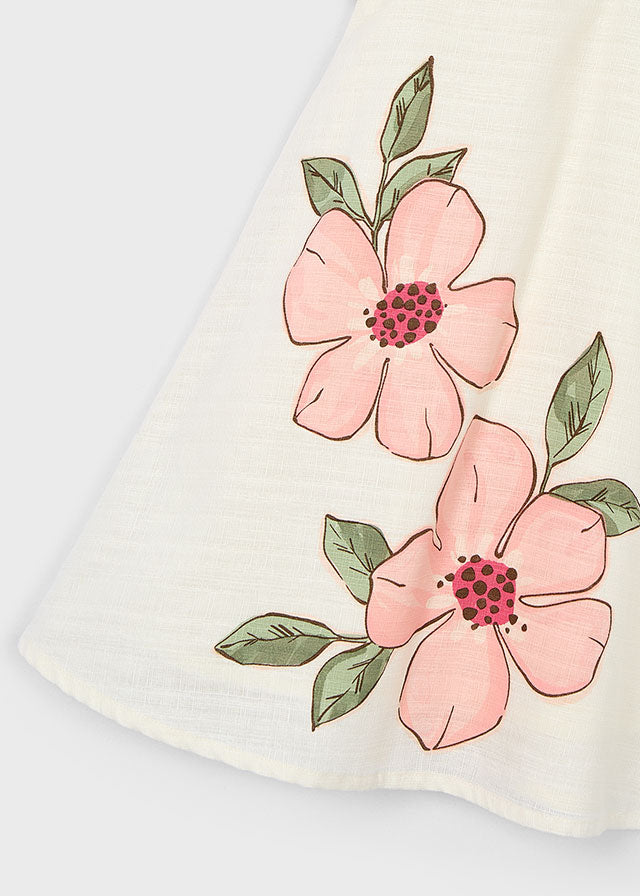 Vestido linho flores - Grão bico - Mayoral