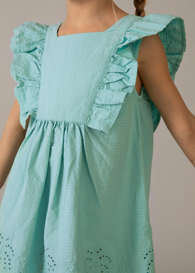 Vestido de algodão perfurado - Oasis - Mayoral