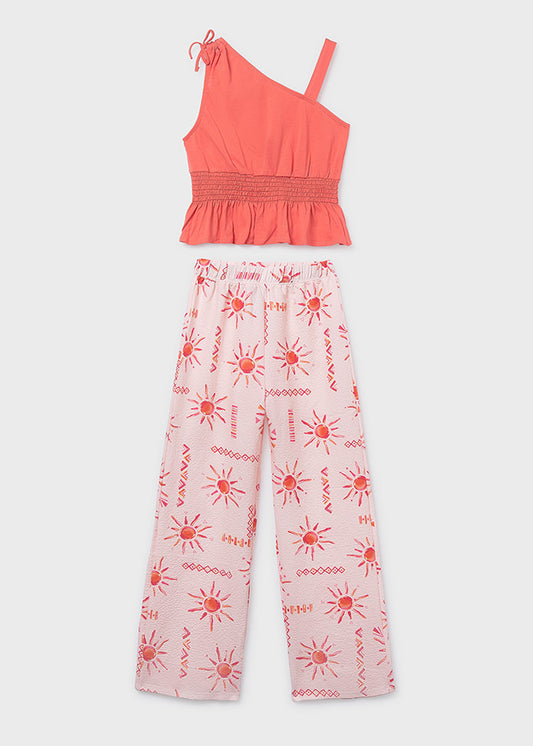 Conjunto calça estampada - Flamingo - Mayoral