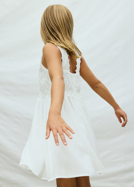 Vestido combinado guipur - Nata - Mayoral