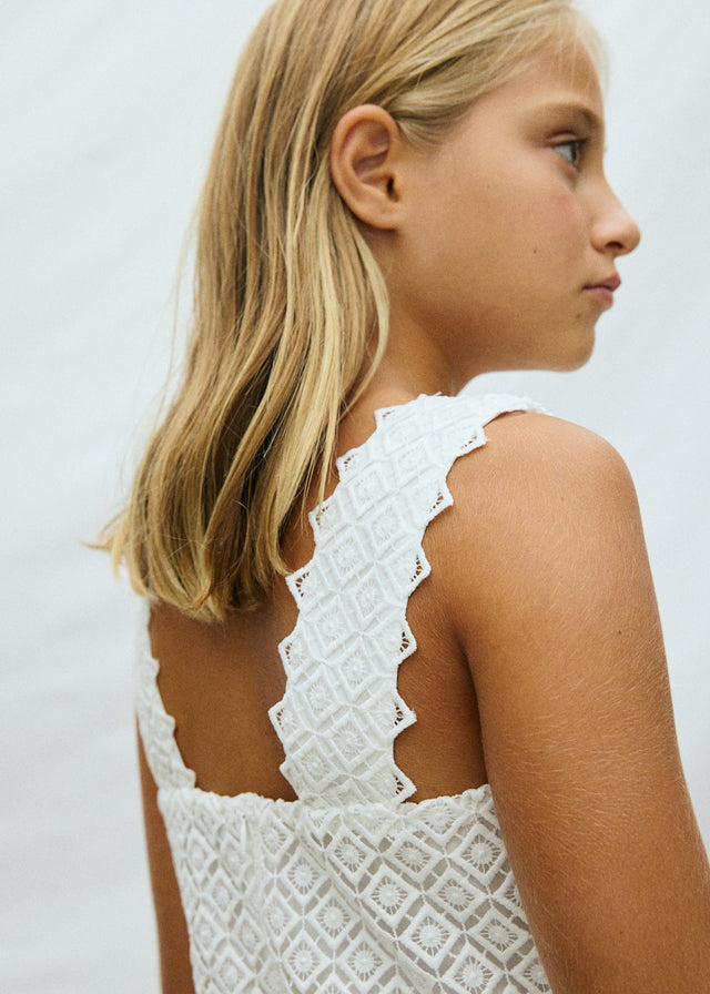 Vestido combinado guipur - Nata - Mayoral