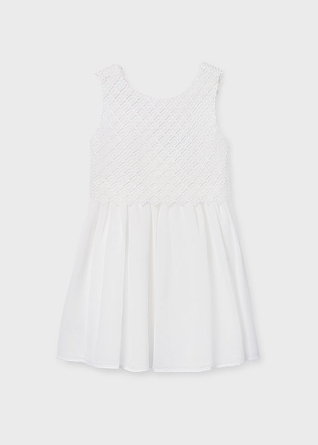 Vestido combinado guipur - Nata - Mayoral