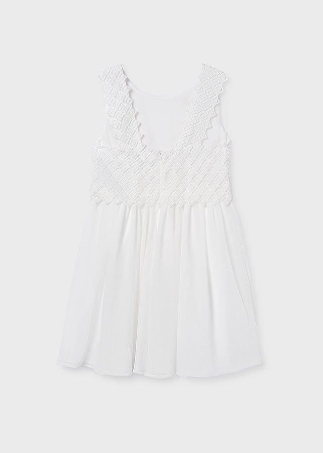 Vestido combinado guipur - Nata - Mayoral