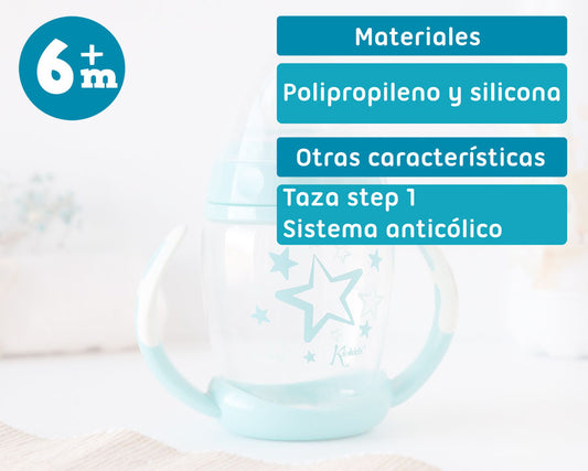 Copo de Aprendizagem com pegas 270ml STEP 1 azul