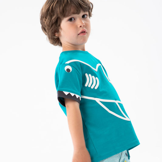 T-shirt algodão para menino shark - Boboli