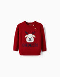 Knit sweater for baby 'reindeer - Christmas', red - Zippy
