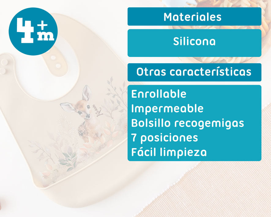 Babete silicone para bebé 4m+ Bambi bege