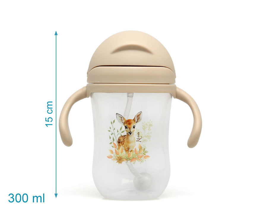 Copo de aprendizagem com palhinha 300ml Bambi bege