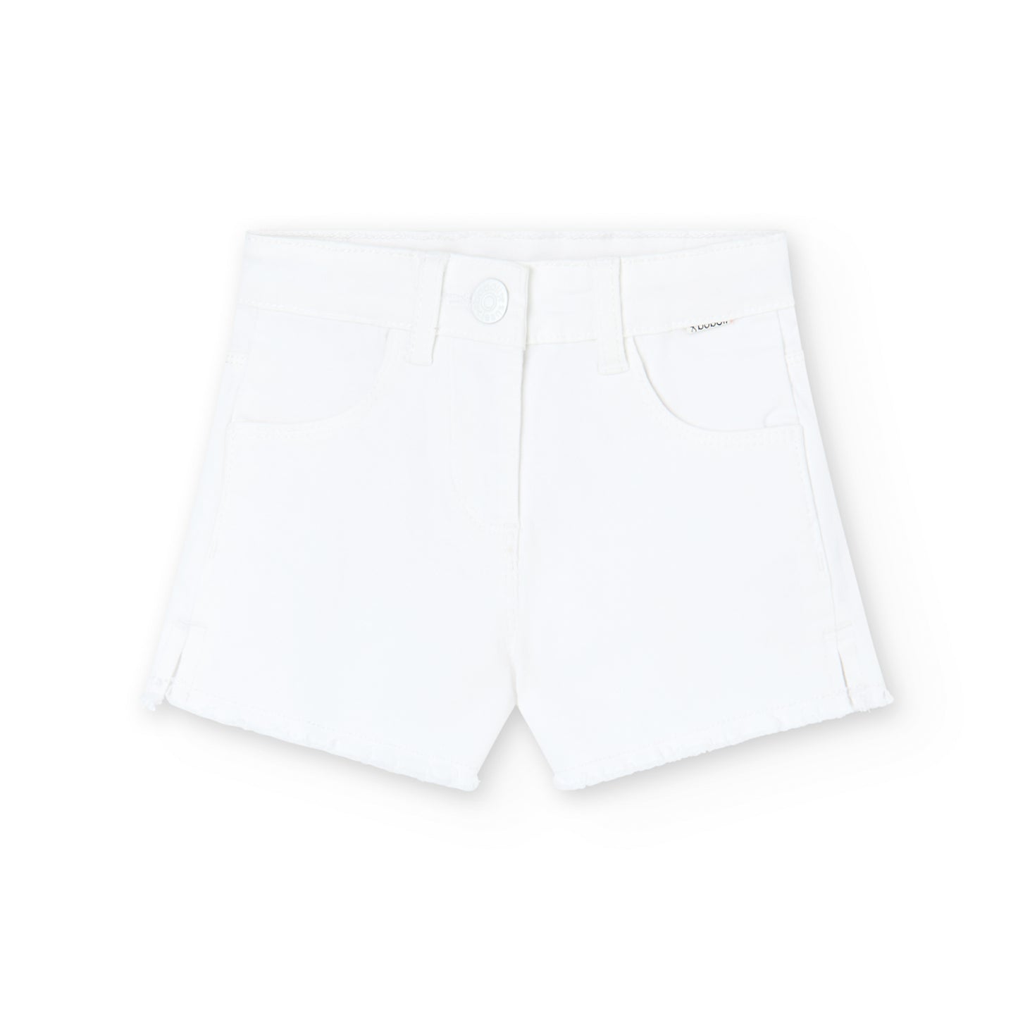 Basic elastic twill shorts for girls white -Boboli