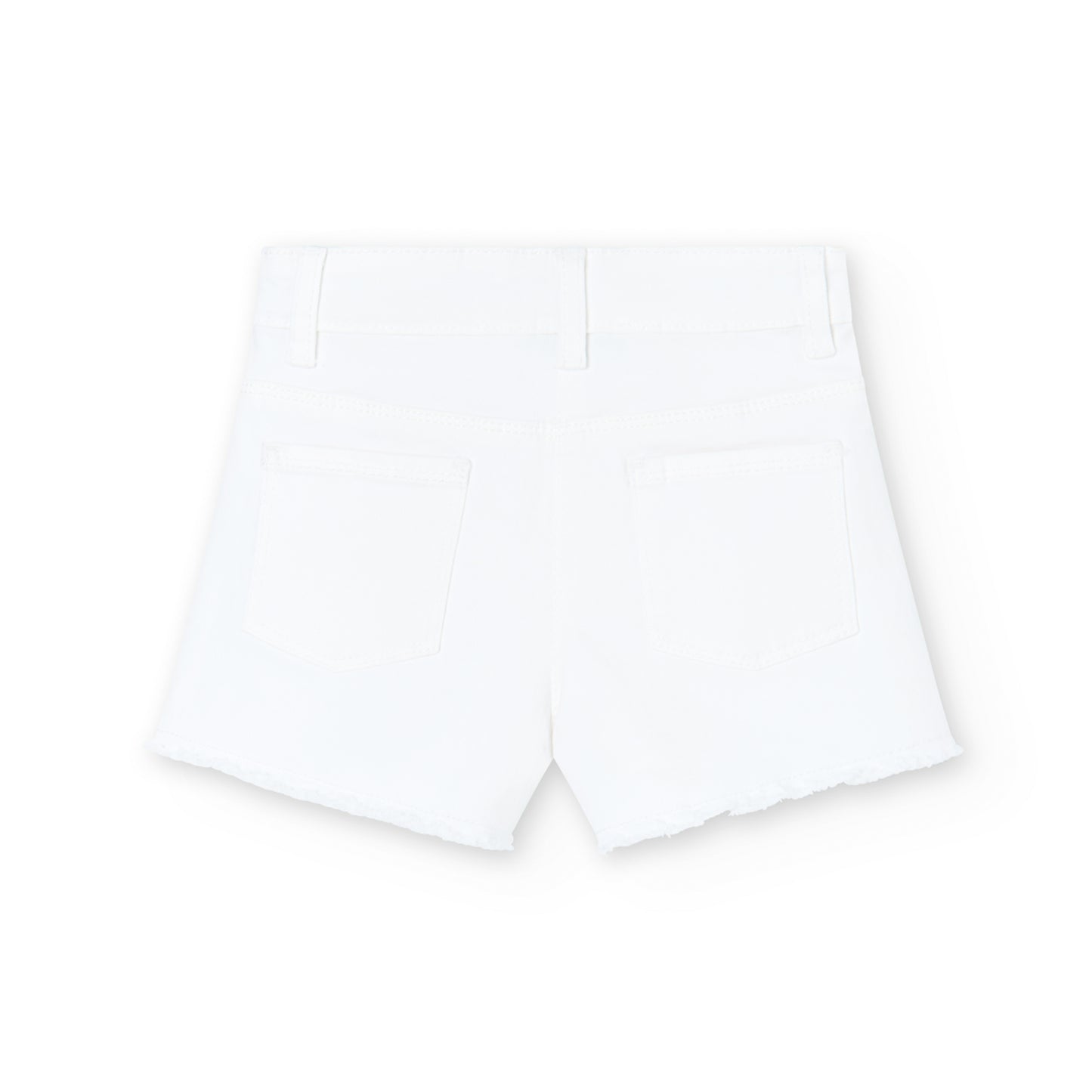 Basic elastic twill shorts for girls white -Boboli