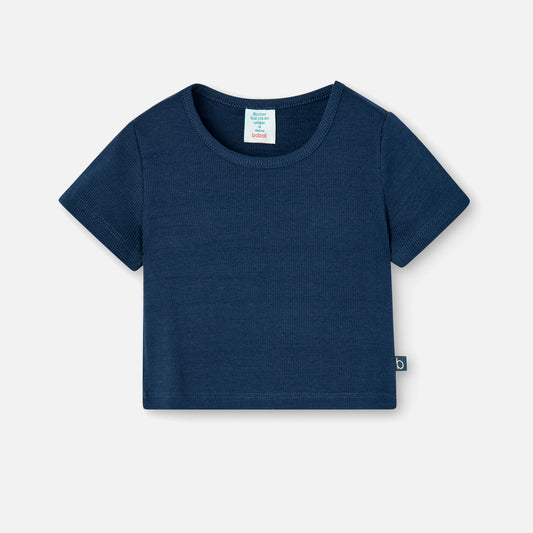 T-shirt algodão básica para menina Marinho - Boboli