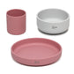 Conjunto refeição silicone BLW Rosa/Cinza 3 peças