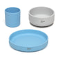 Conjunto refeição silicone BLW Azul/Cinza 3 peças