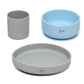 Conjunto refeição silicone BLW Azul/Cinza 3 peças